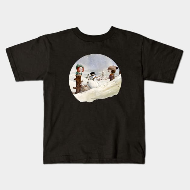 Snowman Kids T-Shirt by Oceanjose